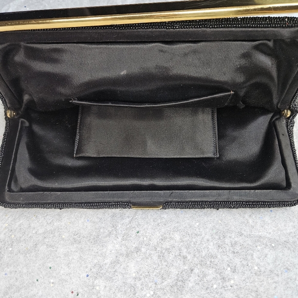 Walborg Vintage Beaded Evening Clutch Purse Black with Gold Handmade in Belgium - Picture 10 of 16